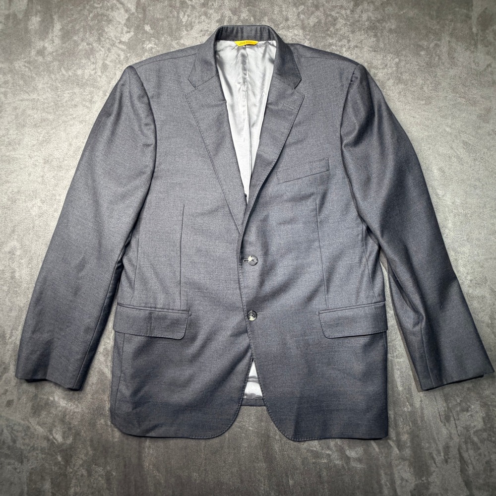Hickey Freeman Loro Piana Super 130s Wool Blazer Gray 44R Beacon Made in USA
